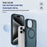 For iPhone 15 Pro Case Compatible with MagSafe Lens Frame Kickstand TPU + PC Shockproof Phone Cover - Sapphire + Blue - 5