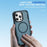 For iPhone 15 Pro Case Compatible with MagSafe Lens Frame Kickstand TPU + PC Shockproof Phone Cover - Sapphire + Blue - 6
