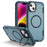 For iPhone 14 / 13 Case Compatible with MagSafe Lens Frame Kickstand TPU + PC Shockproof Phone Cover - Sapphire + Blue - 1