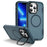 For iPhone 13 Pro Case Compatible with MagSafe Lens Frame Kickstand TPU + PC Shockproof Phone Cover - Sapphire + Blue - 1