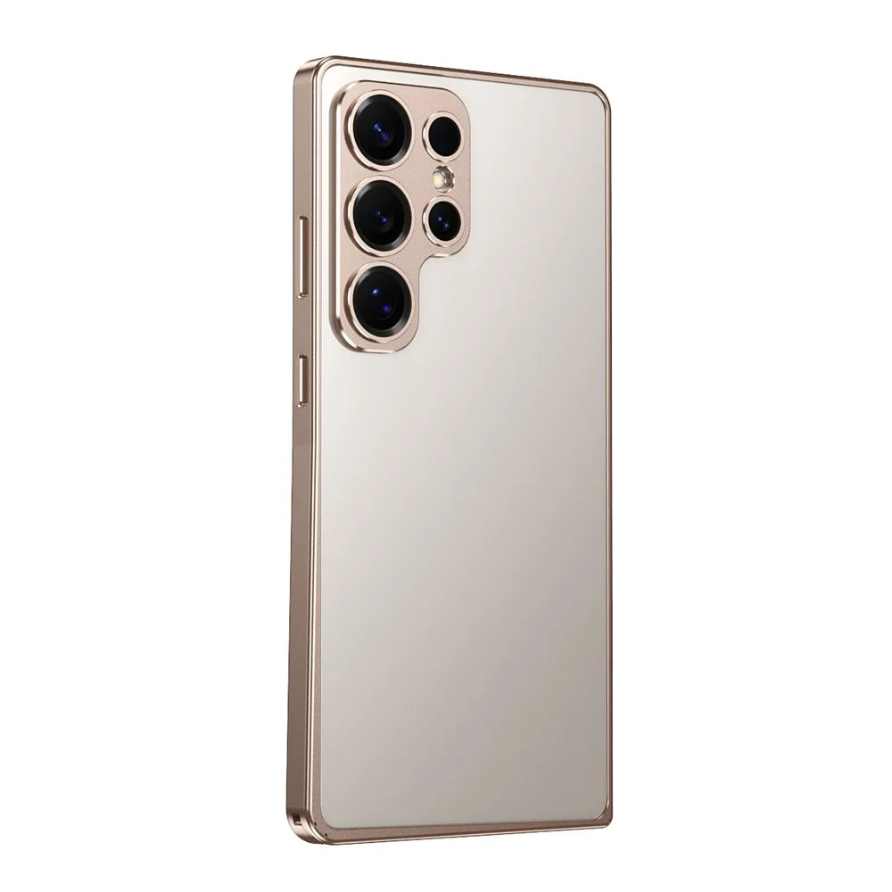 For Samsung Galaxy S25 Ultra Bumper Case Alloy Frame Cover with Lens Frame - Desert Gold - 2