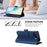 For Google Pixel 9a Leather Case 9 Card Slots Zipper Wallet Stand Phone Cover with Wrist Strap - Dark Blue - 4