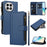 For OnePlus 13 Leather Case 9 Card Slots Zipper Wallet Stand Phone Cover with Wrist Strap - Dark Blue - 1