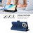 For OnePlus 13 Leather Case 9 Card Slots Zipper Wallet Stand Phone Cover with Wrist Strap - Dark Blue - 4