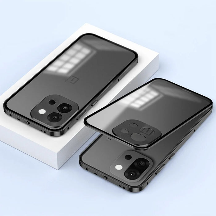 For OnePlus 13T 5G Matte Case Aluminium Alloy + PC Phone Cover Pop-Up Snap Lock - Black - 2