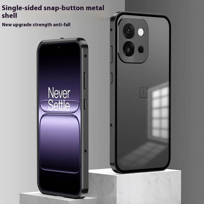 For OnePlus 13T 5G Matte Case Aluminium Alloy + PC Phone Cover Pop-Up Snap Lock - Black - 3