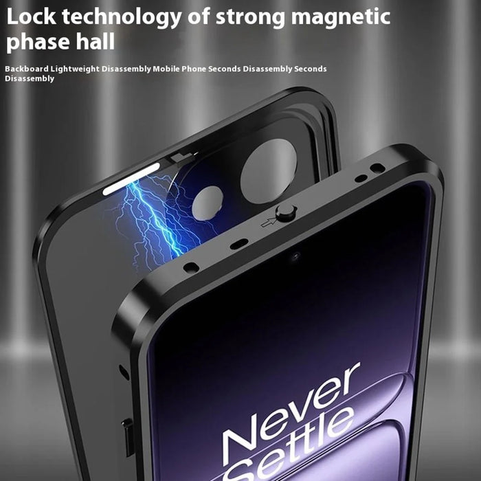 For OnePlus 13T 5G Matte Case Aluminium Alloy + PC Phone Cover Pop-Up Snap Lock - Black - 7