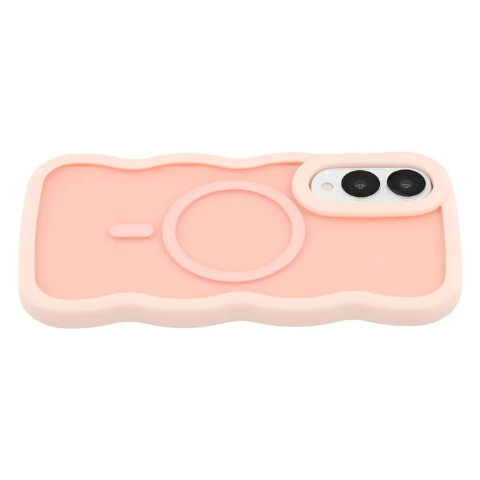 For Samsung Galaxy S25 Edge Magnetic Case TPU + PC Phone Back Cover Skin Touch Wave Shape - Pink - 4