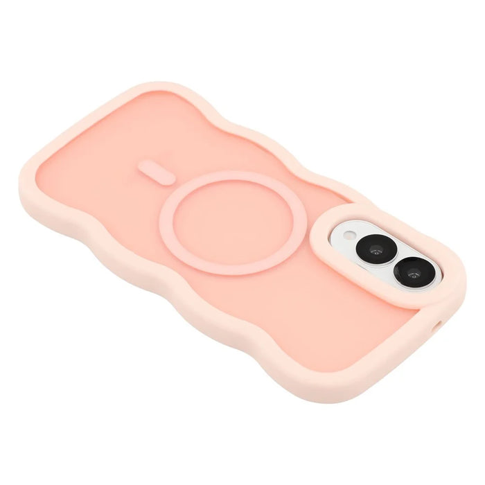 For Samsung Galaxy S25 Edge Magnetic Case TPU + PC Phone Back Cover Skin Touch Wave Shape - Pink - 5