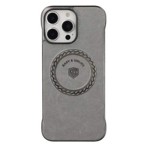 KIGC For iPhone 14 Pro Max Magnetic Case Electroplating PC + PU Phone Back Cover - Grey - 1