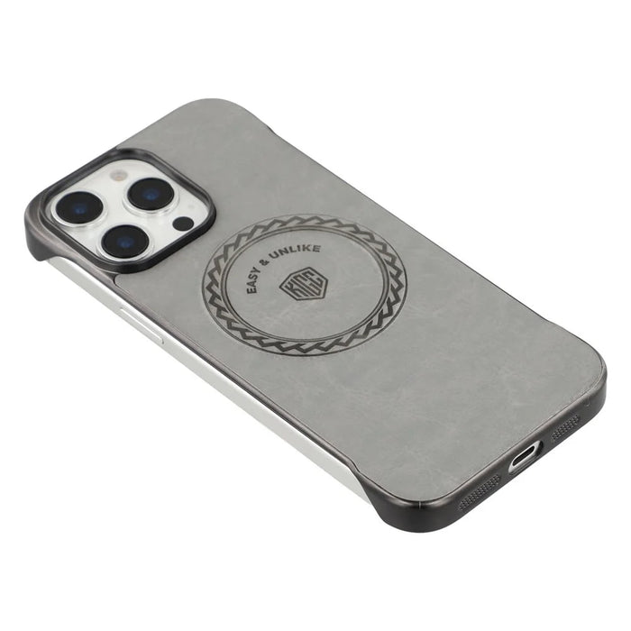 KIGC For iPhone 14 Pro Max Magnetic Case Electroplating PC + PU Phone Back Cover - Grey - 4