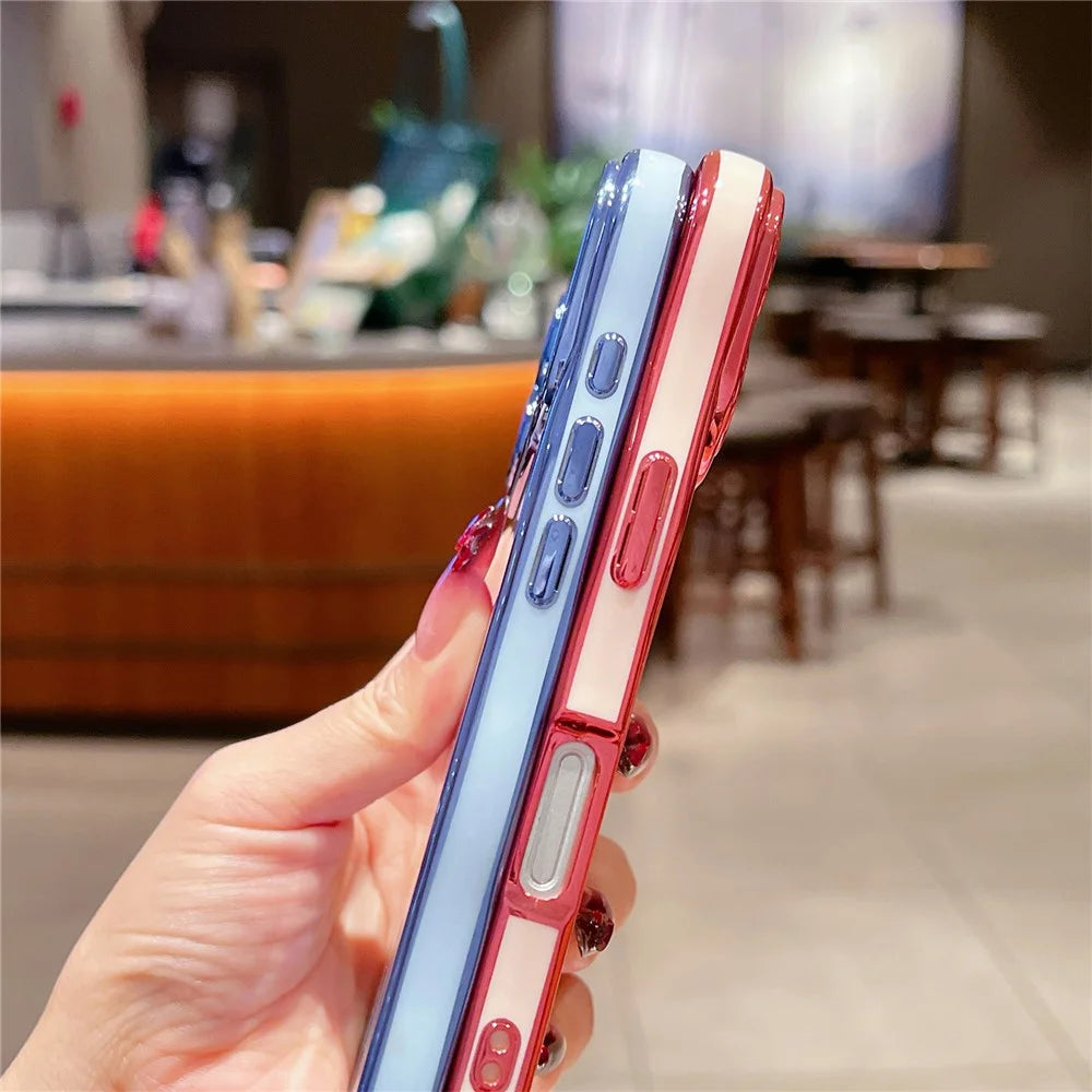 For iPhone 16 Plus Magnetic Case Electroplating Wave Edge TPU Phone Cover Heart Pattern - Green - 7