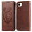 For iPhone 17e / 16e Stand Case Lucky Deer Imprinted Magnetic Closure Leather Wallet Phone Cover - Brown - 1