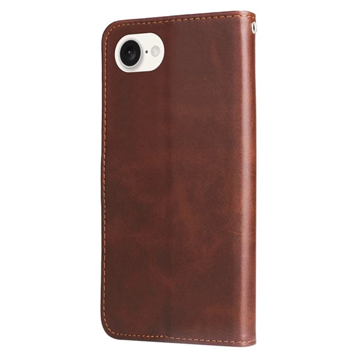 For iPhone 17e / 16e Stand Case Lucky Deer Imprinted Magnetic Closure Leather Wallet Phone Cover - Brown - 6
