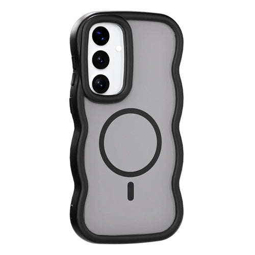 For Samsung Galaxy A26 5G Case Magnetic Case TPU + PC Phone Back Cover Skin Touch Wave Shape - Black - 1
