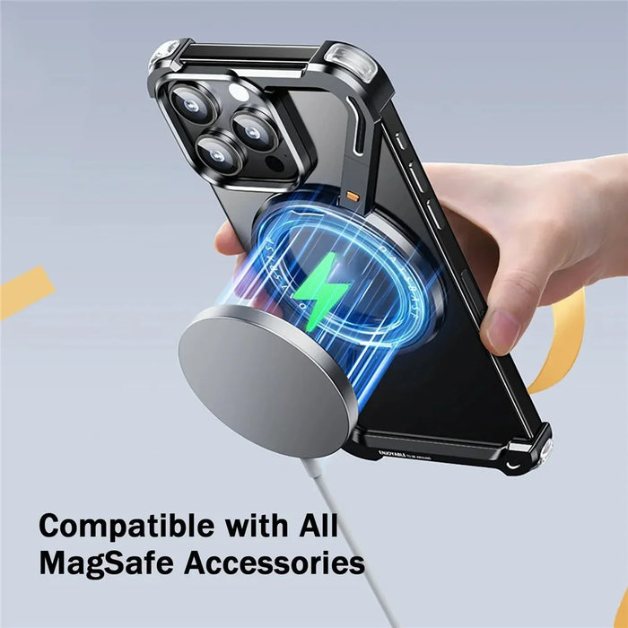 For iPhone 16 Pro Max Bumper Case Z-Shape Design Magnetic Boardless Phone Back Cover with Kickstand - Black - 4