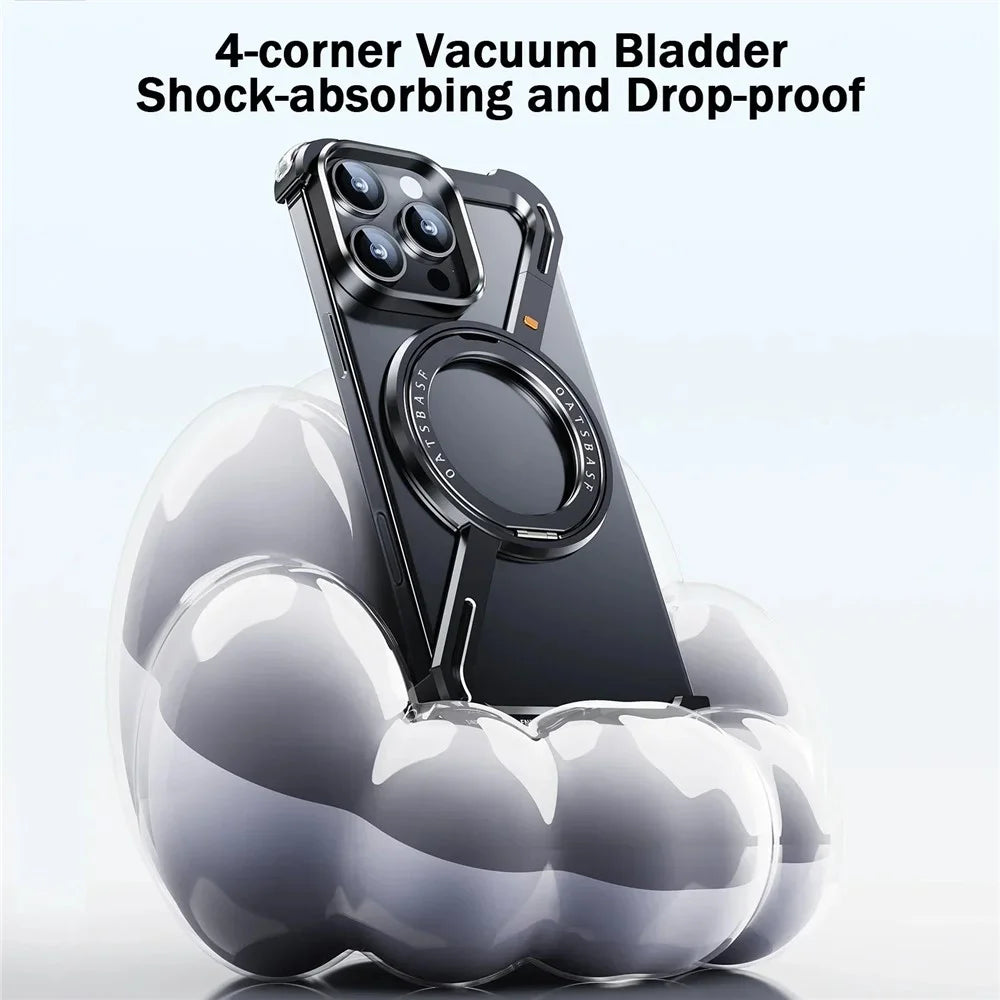For iPhone 16 Pro Max Bumper Case Z-Shape Design Magnetic Boardless Phone Back Cover with Kickstand - Black - 5