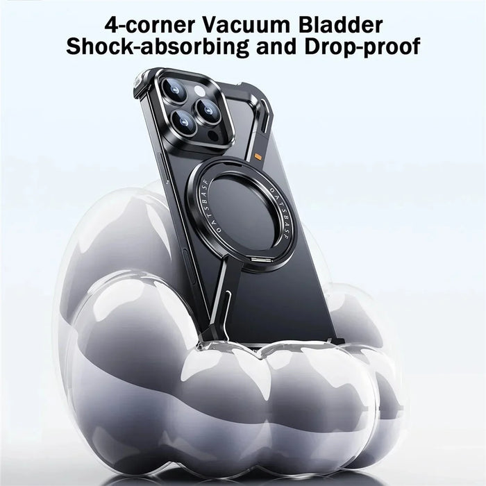For iPhone 16 Pro Max Bumper Case Z-Shape Design Magnetic Boardless Phone Back Cover with Kickstand - Black - 5