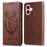 For iPhone 16 Stand Case Lucky Deer Imprinted Magnetic Closure Leather Wallet Phone Cover - Brown - 1