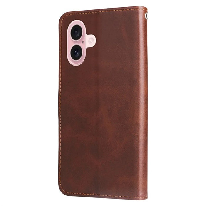 For iPhone 16 Plus Stand Case Lucky Deer Imprinted Magnetic Closure Leather Wallet Phone Cover - Brown - 6