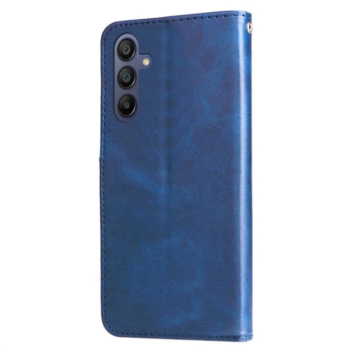 For Samsung Galaxy A55 5G Stand Case Lucky Deer Imprinted Magnetic Closure Leather Wallet Phone Cover - Blue - 6