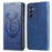 For Samsung Galaxy S24 FE Stand Case Lucky Deer Imprinted Magnetic Closure Leather Wallet Phone Cover - Blue - 1
