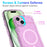 For iPhone 15 Magnetic Case Wave Edge Glitter TPU Phone Back Cover - Clear Pink - 5
