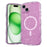 For iPhone 15 Plus Magnetic Case Wave Edge Glitter TPU Phone Back Cover - Clear Pink - 1