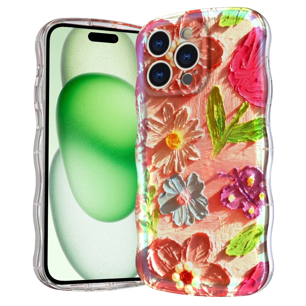 For iPhone 15 Pro Max Magnetic Case Wave Edge Glitter TPU Phone Back Cover - GWL10224 - 1