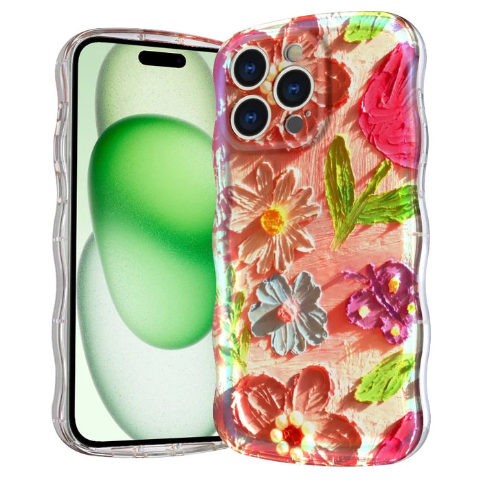 For iPhone 15 Pro Max Magnetic Case Wave Edge Glitter TPU Phone Back Cover - GWL10224 - 1