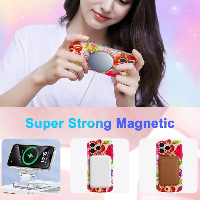 For iPhone 15 Pro Max Magnetic Case Wave Edge Glitter TPU Phone Back Cover - GWL10224 - 2