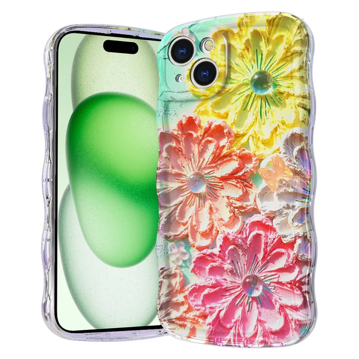 For iPhone 15 Plus Magnetic Case Wave Edge Glitter TPU Phone Back Cover - GWL10223 - 1