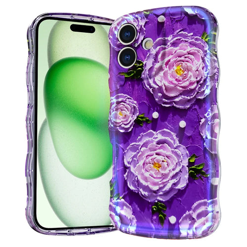 For iPhone 16 Magnetic Case Wave Edge Glitter TPU Phone Back Cover - GWL10222 - 1