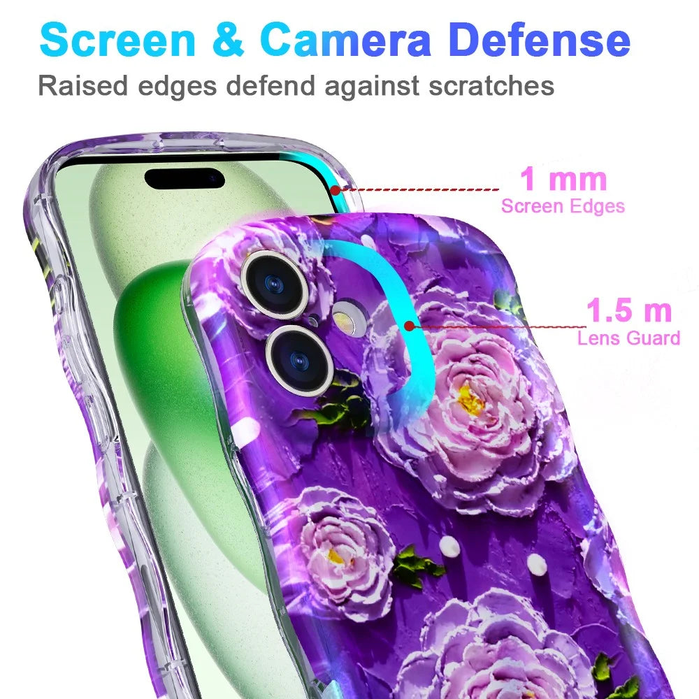 For iPhone 16 Magnetic Case Wave Edge Glitter TPU Phone Back Cover - GWL10222 - 5
