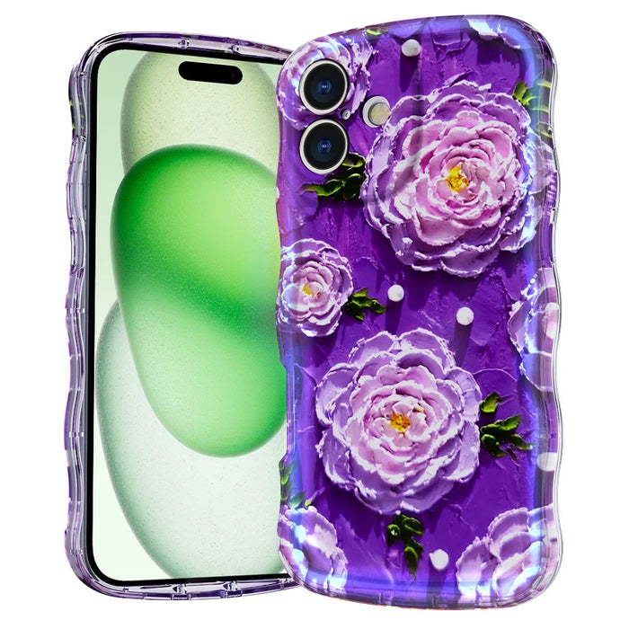 For iPhone 16 Plus Magnetic Case Wave Edge Glitter TPU Phone Back Cover - GWL10222 - 1