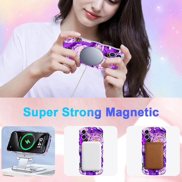 For iPhone 16 Plus Magnetic Case Wave Edge Glitter TPU Phone Back Cover - GWL10222 - 2
