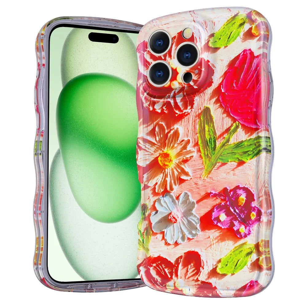 For iPhone 16 Pro Max Magnetic Case Wave Edge Glitter TPU Phone Back Cover - GWL10224 - 1