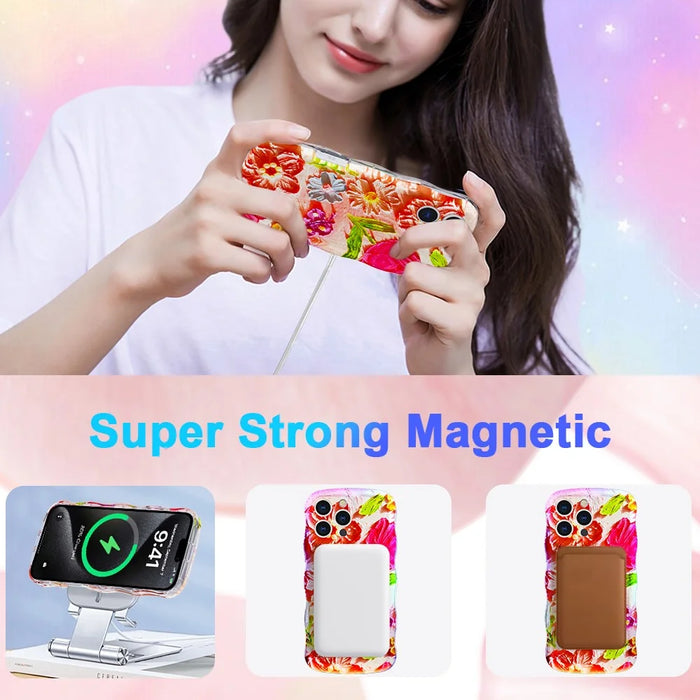 For iPhone 16 Pro Max Magnetic Case Wave Edge Glitter TPU Phone Back Cover - GWL10224 - 2