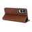 For Samsung Galaxy S25 Edge Case PU Leather Calf Textured Magnetic Closing Smart Phone Cover - Dark Brown - 4