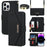 For iPhone 15 Pro Max Stand Case Cross Texture PU Leather Wallet Phone Cover with Shoulder Strap / Makeup Mirror - Black - 1