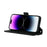 For iPhone 15 Pro Max Stand Case Cross Texture PU Leather Wallet Phone Cover with Shoulder Strap / Makeup Mirror - Black - 4