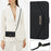 For iPhone 15 Pro Max Stand Case Cross Texture PU Leather Wallet Phone Cover with Shoulder Strap / Makeup Mirror - Black - 7