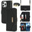 For iPhone 16 Pro Stand Case Cross Texture PU Leather Wallet Phone Cover with Shoulder Strap / Makeup Mirror - Black - 1