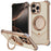 For iPhone 16 Pro Case PU Covered Metal Boardless Phone Back Cover with Kickstand - Desert Gold - 1