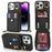 For iPhone 14 Pro Max Case with Zipper Pouch / Ring Kickstand / Strap Litchi Texture PU + TPU Phone Cover - Black - 1