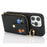 For iPhone 14 Pro Max Case with Zipper Pouch / Ring Kickstand / Strap Litchi Texture PU + TPU Phone Cover - Black - 3