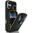 For iPhone 16 Plus Case with Zipper Pouch / Ring Kickstand / Strap Litchi Texture PU + TPU Phone Cover - Black - 2