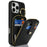 For iPhone 16 Pro Max Case with Zipper Pouch / Ring Kickstand / Strap Litchi Texture PU + TPU Phone Cover - Black - 2