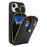 For iPhone 15 Case with Zipper Pouch / Ring Kickstand / Strap Litchi Texture PU + TPU Phone Cover - Black - 2