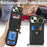 For iPhone 15 Case with Zipper Pouch / Ring Kickstand / Strap Litchi Texture PU + TPU Phone Cover - Black - 6